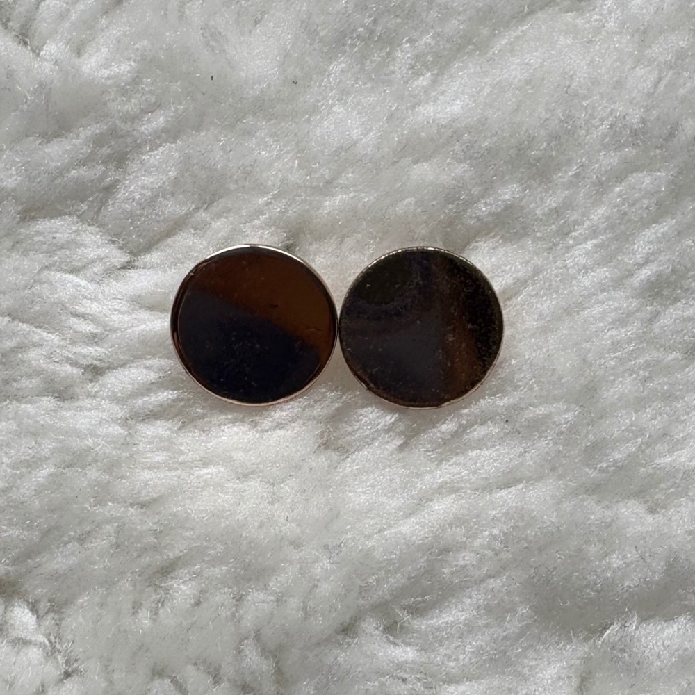 Minimalist Gold Tone Round Stud‎ Earrings